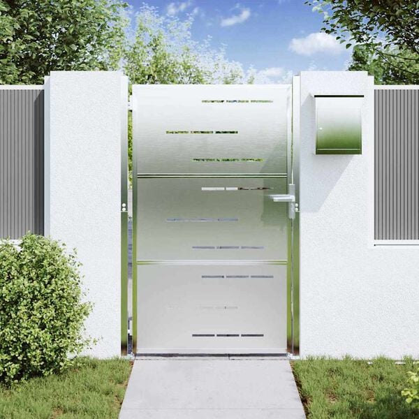 vidaXL Sodo vartai Sidabro 100 x 125 cm Nerūdijantis Plienas