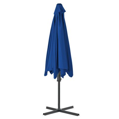 vidaXL Lauko skėtis su plieniniu stulpu, mėlynos spalvos, 300x230cm