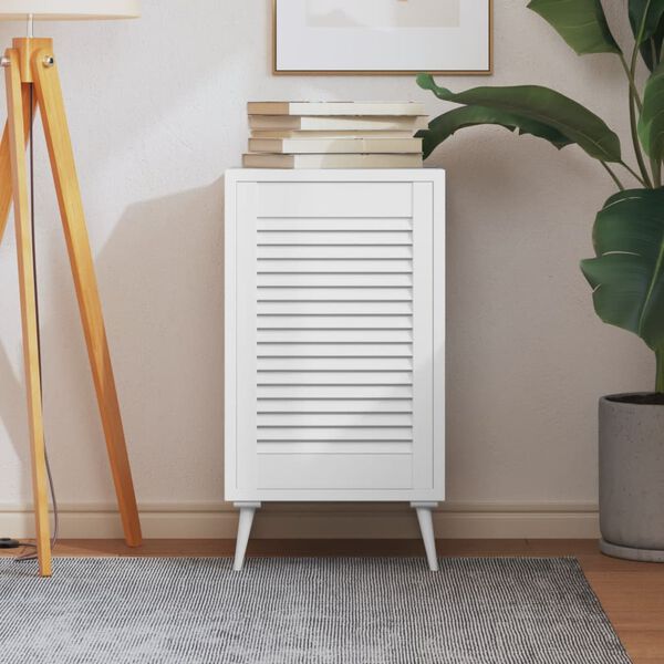 vidaXL Spintelės durelės, baltos, 61,5x39,4cm, pu&scaron;is, žaliuzių dizaino