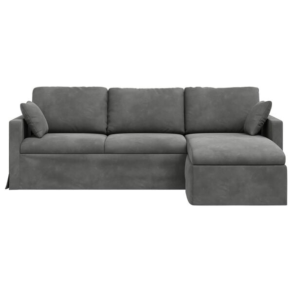 vidaXL Sofa Tamsiai pilka 198 x 134 x 80 cm Aksomas