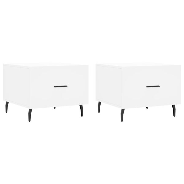 vidaXL Kavos staliukai, 2vnt., balti, 50x50x40cm, apdirbta mediena