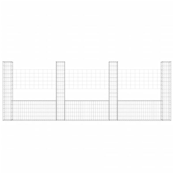 vidaXL Gabionų krepšiai su 4 kolonomis, 380x20x150cm, geležis