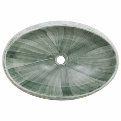vidaXL Praustuvas ant stalviršio, žalias, 59x40x15cm, keramika, ovalus