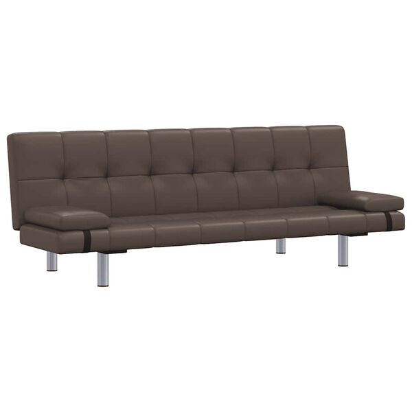 vidaXL Sofa-lova su dviem pagalvėm, rudos sp., dirbtinė oda