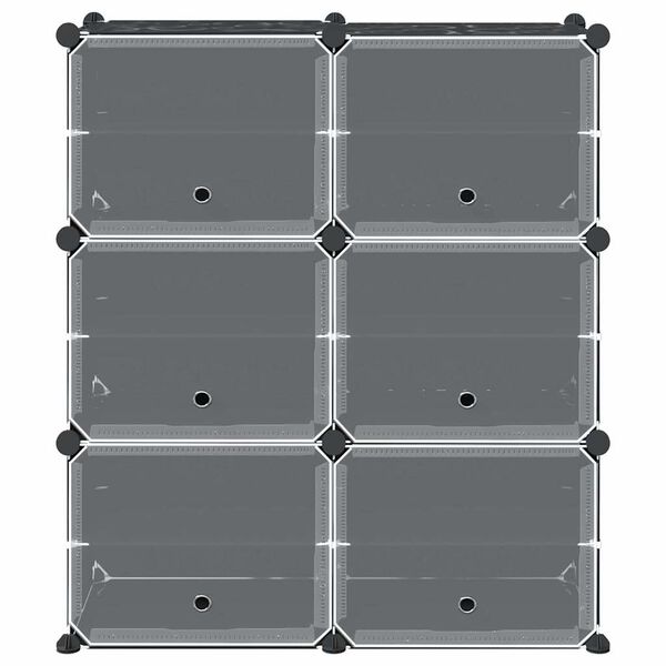 vidaXL Storage Cube Organizer su 6 kubeliais ir durelėmis juodas PP