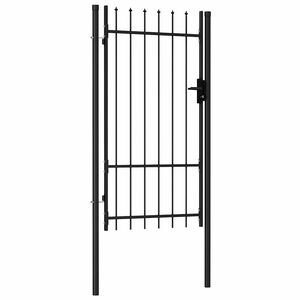 vidaXL Tvoros vartai BOXTEL, vienvėrės durys su smaigaliais, plienas, 1x1,75 m, juodi