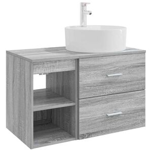 vidaXL Vonios baldų rinkinys 2 pcs Pilka Sonoma Apdirbta mediena