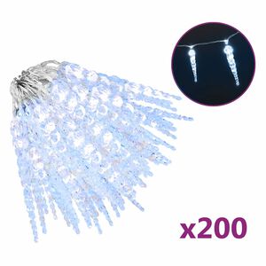 vidaXL Kalėdinė varveklio lemputė, 200 LED, &scaron;altai balta, 20 m, akrilas, PVC