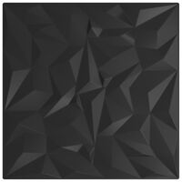 vidaXL Sienų plokštės, 12vnt., juodos, 50x50cm, EPS, 3m², ametistas