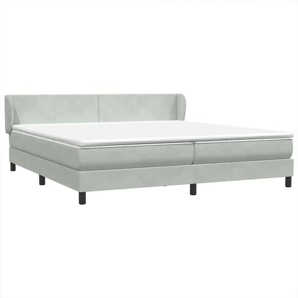 vidaXL Box Spring Lova su čiužiniais &Scaron;viesiai pilka 180x210 cm aksomas
