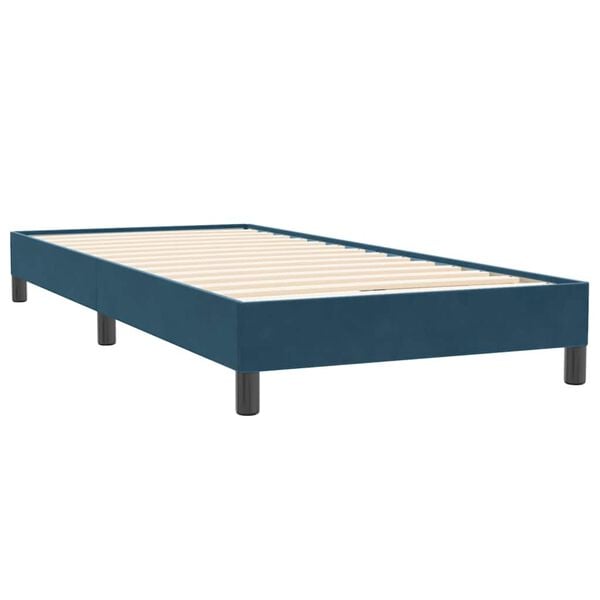 vidaXL Box Spring Lova be čiužinio Tamsiai mėlyna 100x220 cm aksomas