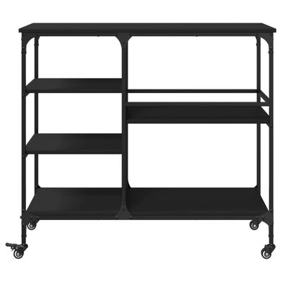 vidaXL Virtuvės vežimėlis, juodas, 100x45x89,5cm, apdirbta mediena