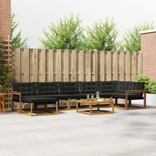 vidaXL Lauko sofos komplektas su pagalve 22 pcs Natūrali ir juoda