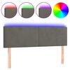 vidaXL Galvūgalis su LED, tamsiai pilkas, 144x5x78/88cm, aksomas