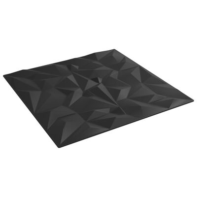 vidaXL Sienų plokštės, 24vnt., juodos, 50x50cm, EPS, 6m², ametistas