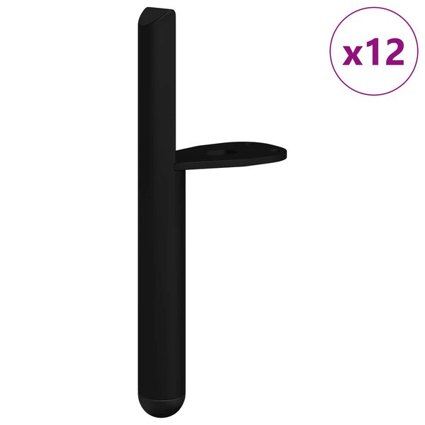 vidaXL Baldų kojelės 12 pcs Juoda 66 x 36 x 160 mm Geležis
