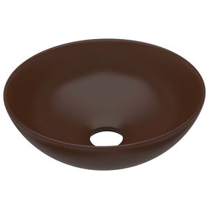 vidaXL Vonios kambario praustuvas, tamsiai rudas, keramika, apskritas