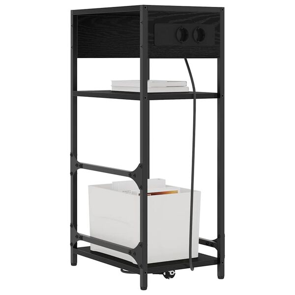 vidaXL &Scaron;alia lovos spintelė Juodas ąžuolas 40 x 27 x 76 cm