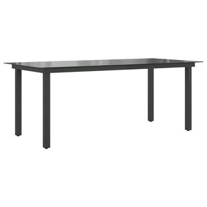 vidaXL Sodo stalas, juodas, 190x90x74cm, aliuminis ir stiklas
