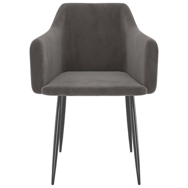 vidaXL Valgomojo kėdės, 2vnt., tamsiai pilkos spalvos, aksomas