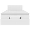 vidaXL Osmanų lovos rėmas su čiužiniu, balta, 120x200cm, dirbtinė oda