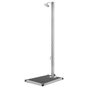 vidaXL Sodo du&scaron;as su pilku pagrindu, 220cm, nerūdijantis plienas