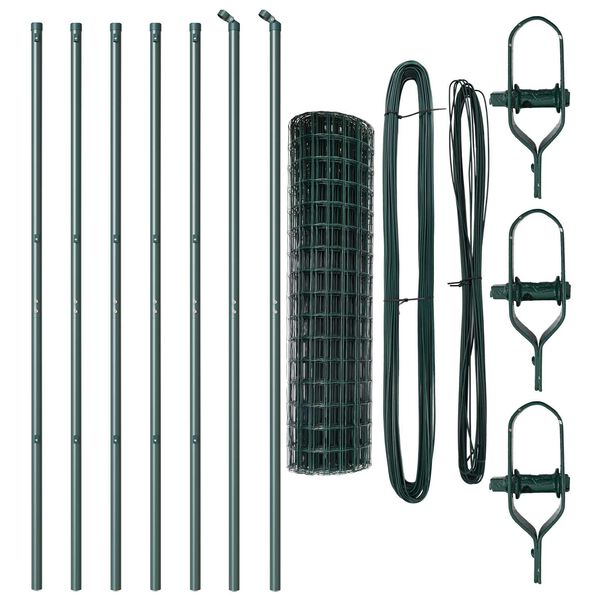 vidaXL Tvora su stulpais Žalia 1,2 x 10 m Plienas ir PVC