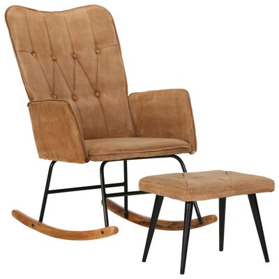 vidaXL Supama kėdė su pakoja, rudos spalvos, drobė, vintažinė
