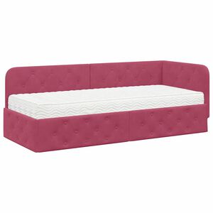 vidaXL Kampinė lovos konstrukcija Vyno raudona 80 x 200 cm Aksomas