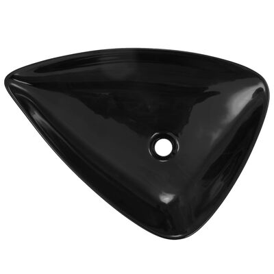 vidaXL Praustuvas, juodas, 645x455x115 mm, keramika, trikampis