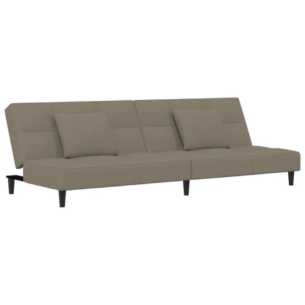 vidaXL Dvivietė sofa-lova su dvejomis pagalvėmis, pilka, aksomas