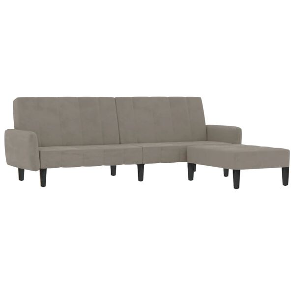 vidaXL Dvivietė sofa-lova su pakoja, &scaron;viesiai pilkos spalvos, aksomas