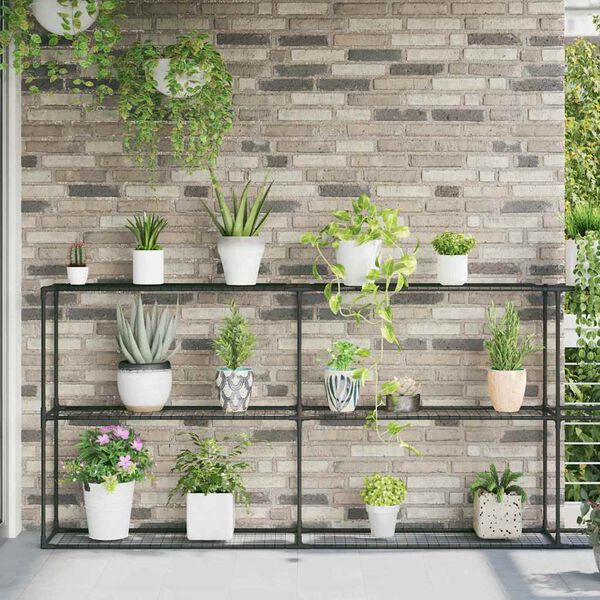 vidaXL 3 lentynų augalų stovas Juoda 400 x 32 x 104 cm Plienas