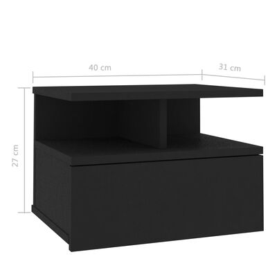 vidaXL Pakab. naktiniai staliukai, 2vnt., juodos sp., 40x31x27cm, MDP