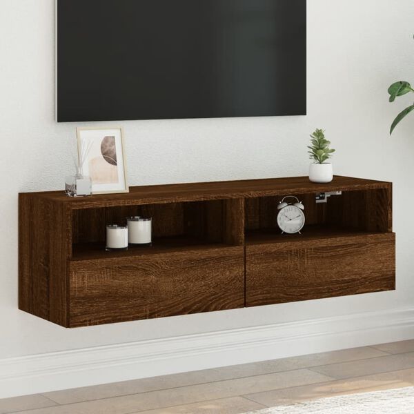 vidaXL Sieninė TV spintelė, ruda ąžuolo, 100x30x30cm, apdirbta mediena