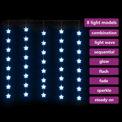 vidaXL LED žvaigždžių užuolaida, 200 mėlynų LED lempučių