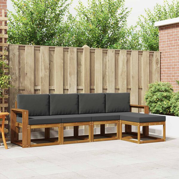 vidaXL Lauko sofos komplektas su pagalve 5 pcs Natūralus ir antracitas