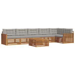 vidaXL Lauko sofos komplektas 7 pcs Natūrali ir &scaron;viesiai pilka