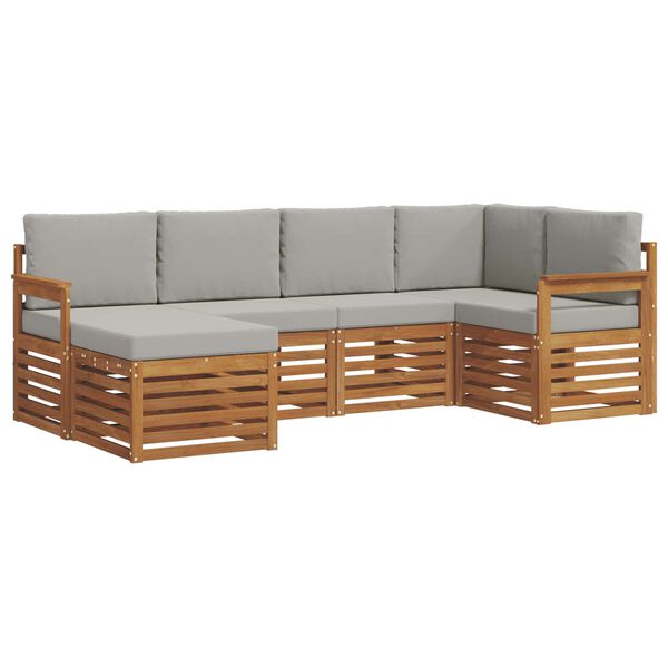 vidaXL Sofų komplektai su pagalve 6 pcs Natūrali ir &scaron;viesiai pilka