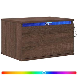 vidaXL Prie sienos montuojama naktinė spintelė su LED, ruda ąžuolo