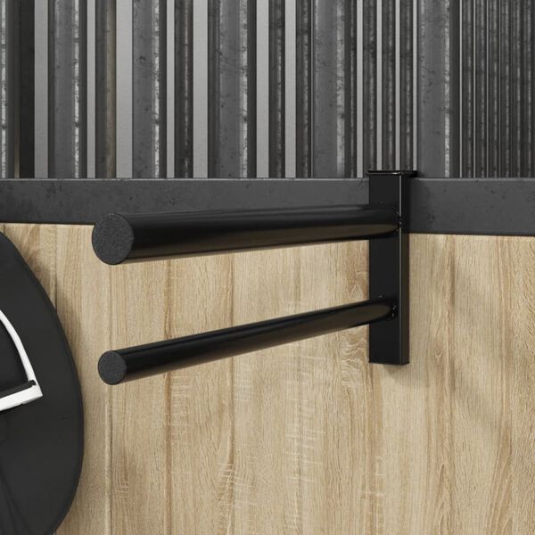 vidaXL Stovas balnui, juodos spalvos, geležis, 2 at&scaron;akos