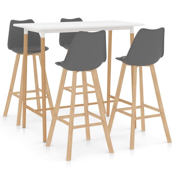 vidaXL Baro baldų komplektas, 5 dalių, pilkas (287250+2x287260)