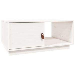 vidaXL Kavos staliukas, baltas, 80x50x35,5cm, pu&scaron;ies medienos masyvas