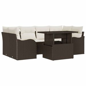 vidaXL Sodo Sofų Rinkinys 7 pcs Ruda 234 x 122,5 x 85 cm Poli ratanas