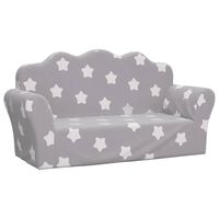 vidaXL Vaikiška dvivietė sofa, pilka, minkštas pliušas, su žvaigždėmis