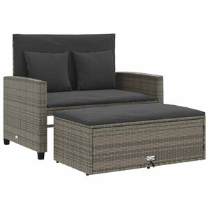 vidaXL Dvivietė sodo sofa su pagalvėlėmis, pilkos spalvos, poliratanas