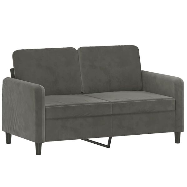vidaXL Dvivietė sofa su pagalvėmis, tamsiai pilka, 120cm, aksomas