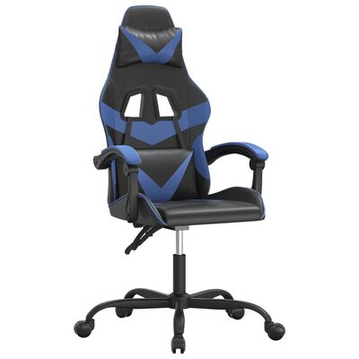 vidaXL Pasukama žaidimų kėdė, juodos ir mėlynos spalvos, dirbtinė oda