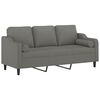 vidaXL Trivietė sofa su pagalvėmis, tamsiai pilka, 180cm, audinys