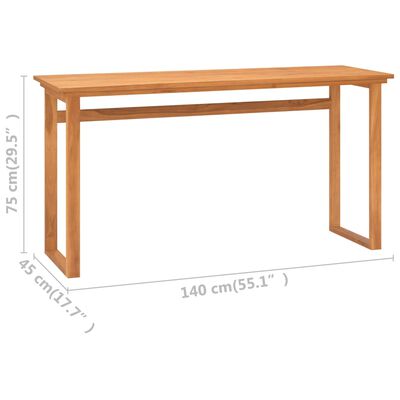vidaXL Rašomasis stalas, 140x45x75cm, tikmedžio medienos masyvas